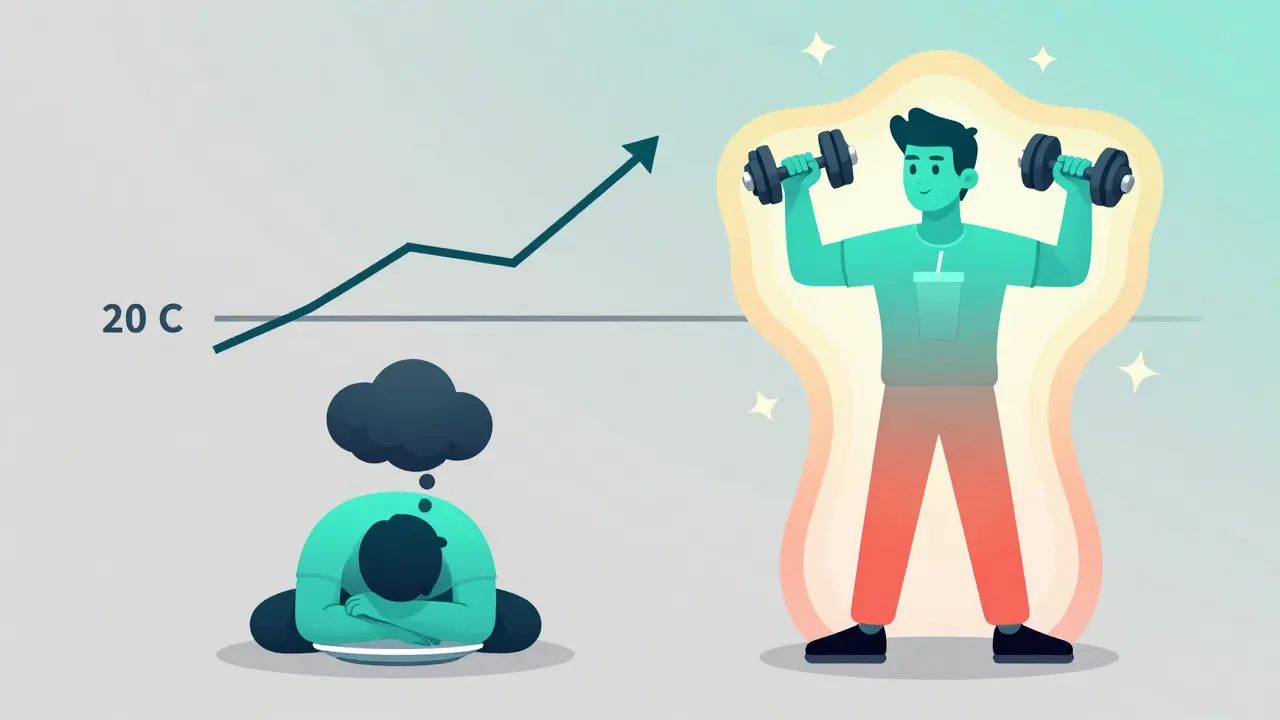 Two contrasting figures: one drained, one energized, representing the effects of reverse dieting.