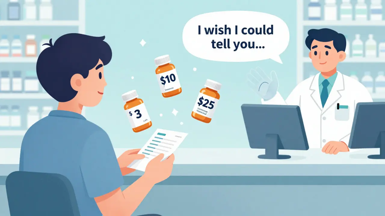 Patient compares drug prices with insurance vs. cash, while PBM takes the difference.